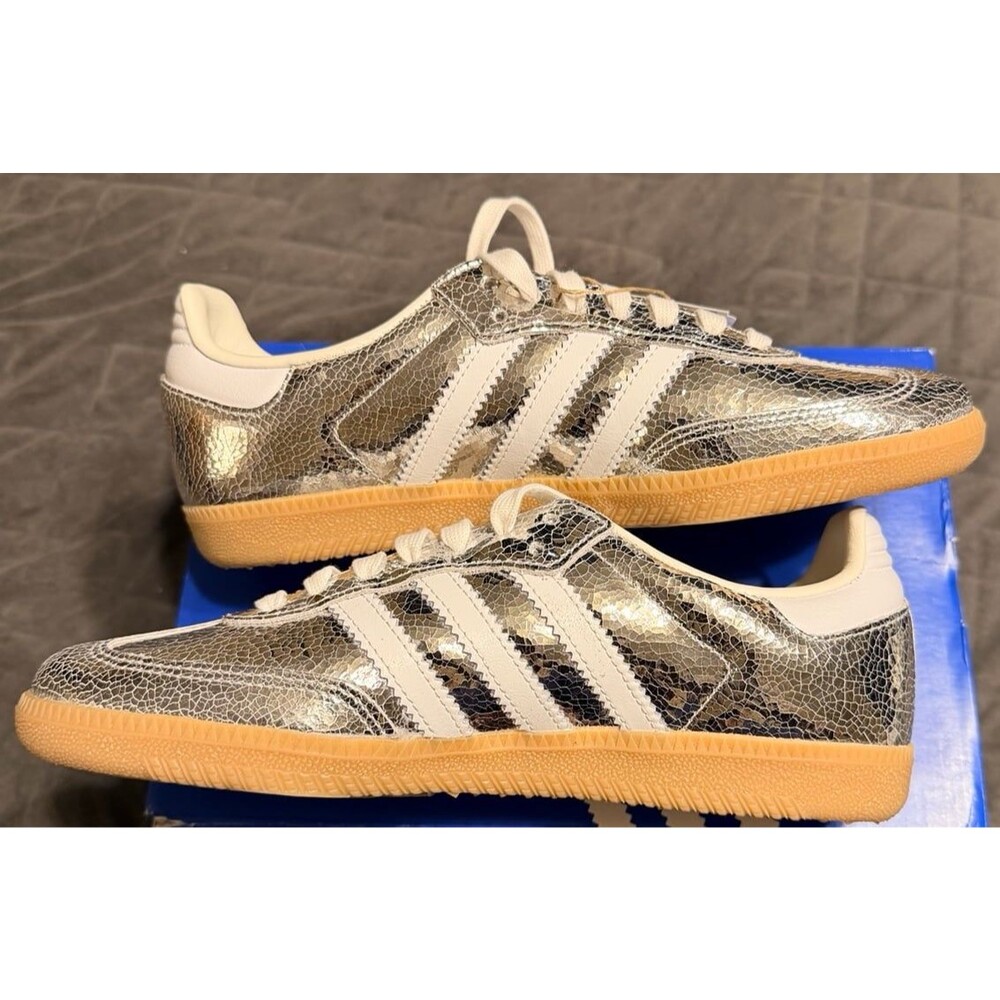 Adidas Samba Og Silver Metallic Cracked Leather